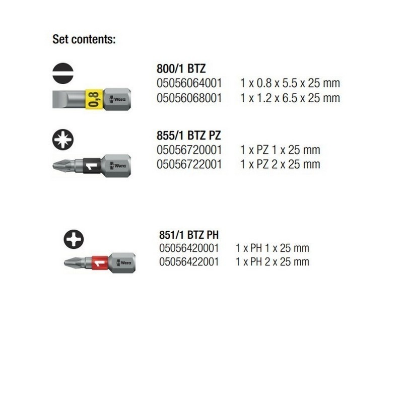 Wera Stubby Magazine Tornavida Bits Seti 2 05008874001