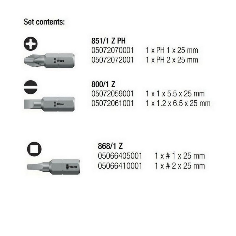 Wera Stubby Magazine Tornavida Bits Seti 5 05008878001