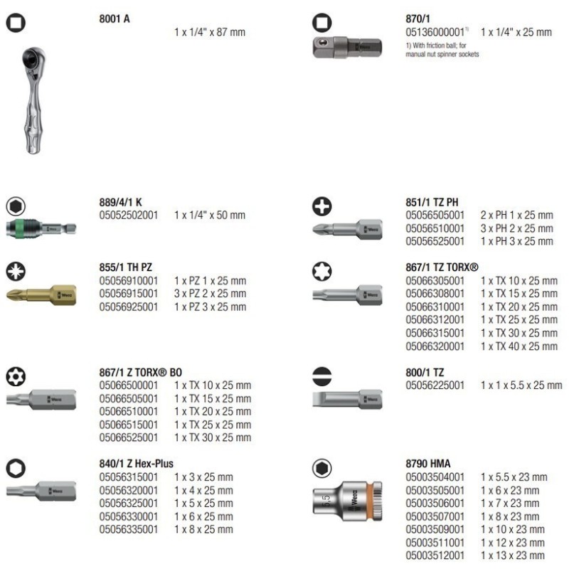Wera Tool-Check 1 Zyklop Mini Cırcır Seti 05073220001