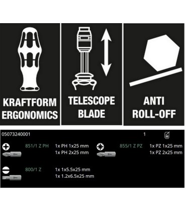 Wera Tornavida Bits Seti Kraftform Kompakt 28 05073240001