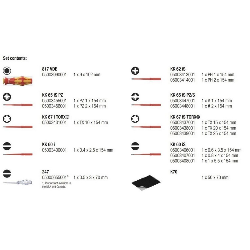Wera VDE 16 KF Kompakt Elektrikçi İnce Tornavida Seti 05003484001