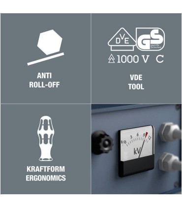 Wera VDE 17 KF Kompakt Elektrikçi Ekstra İnce Tornavida Seti 05136027001