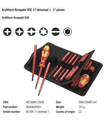 Wera VDE 17 KF Kompakt Elektrikçi Tornavida Seti 05059030001