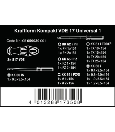 Wera VDE 17 KF Kompakt Elektrikçi Tornavida Seti 05059030001