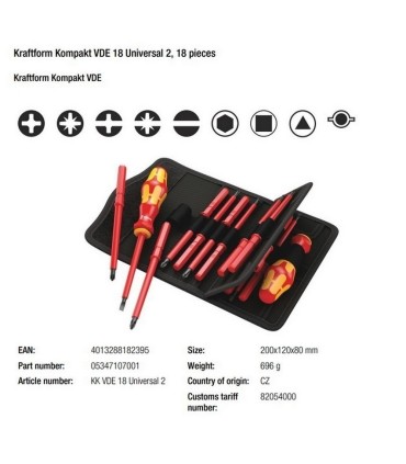 Wera VDE 18 KF Kompakt Elektrikçi Tornavida Seti 2 05347107001