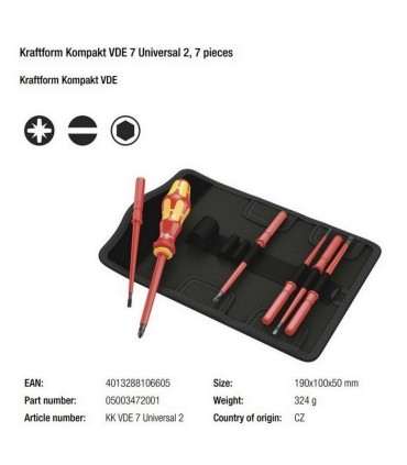 Wera KF Kompakt VDE 7 Elektrikçi Tornavida Seti U2 05003472001