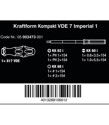 Wera VDE 7 Elektrikçi Tornavida Seti Imperial 1 05003473001
