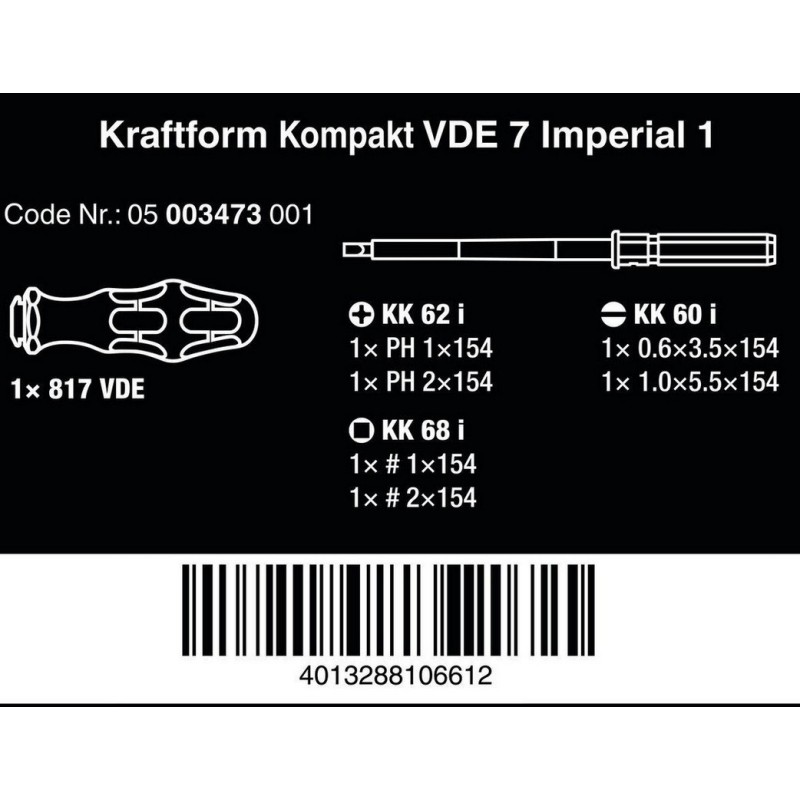 Wera VDE 7 Elektrikçi Tornavida Seti Imperial 1 05003473001