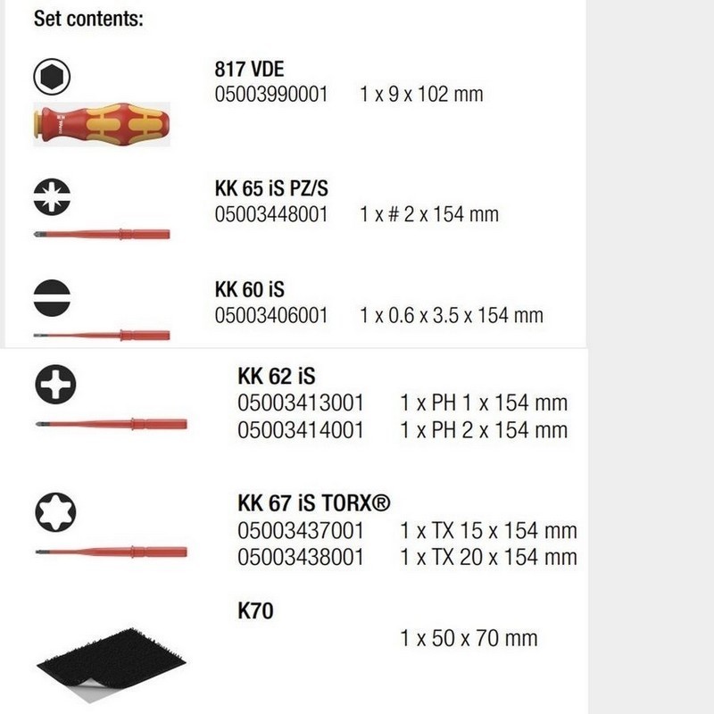 Wera VDE 7 KF Elektrikçi İnce Uçlu Tornavida Seti 05003475001