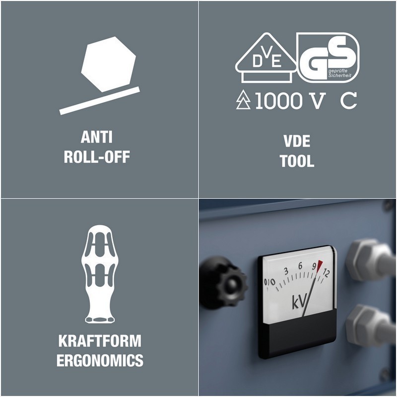 Wera VDE 7 KF Kompakt Elektrikçi Tornavida Seti U1 05003470001
