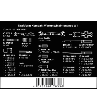 Wera W1 Kraftform Kompakt Tamir Seti 05135926001