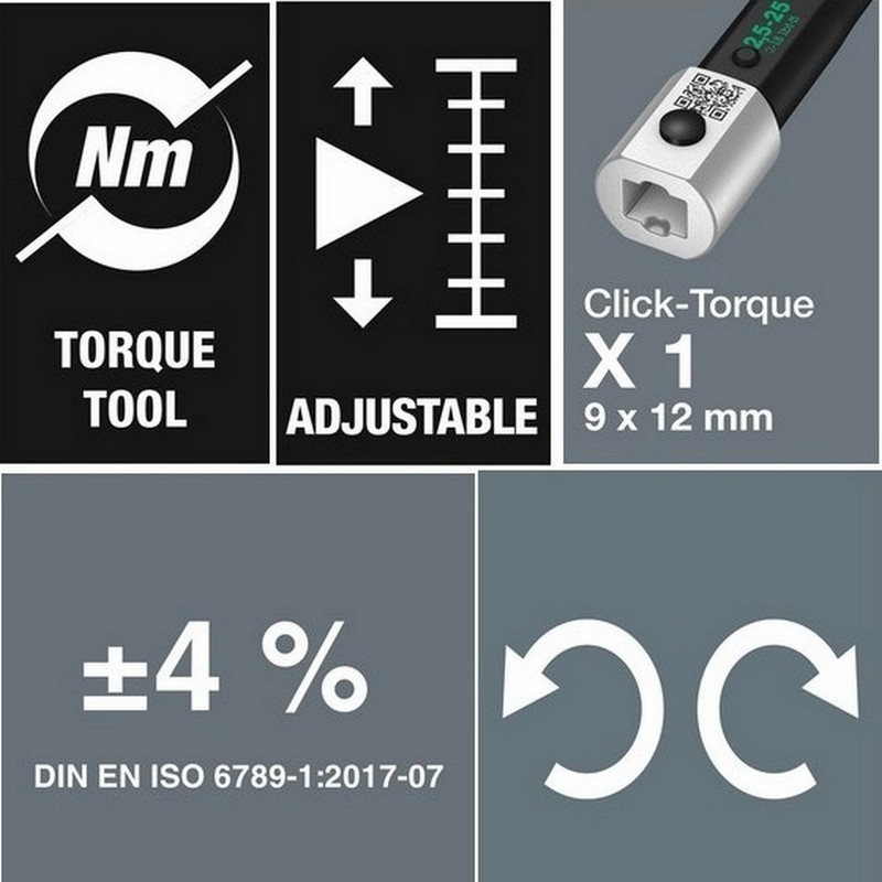 Wera Click-Torque X1 9x12 Değişken Uçlu Torkmetre 2,5-25Nm 05075651001