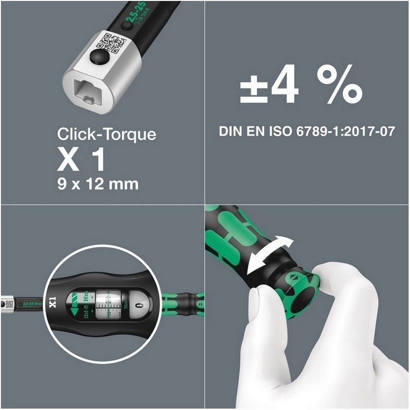 Wera Click-Torque X1 9x12 Değişken Uçlu Torkmetre 2,5-25Nm 05075651001
