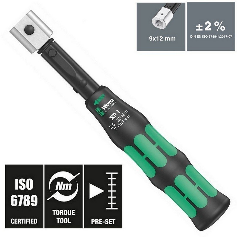 Wera Click-Torque XP1 9x12 Değişken Uçlu Torkmetre 2,5-25Nm 05075670001