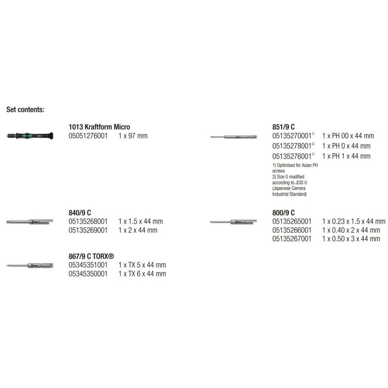 Wera Yarımay Hios Mikro Tornavida Bits Seti 05135938001