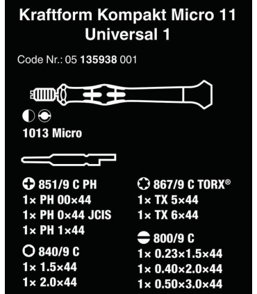 Wera Yarımay Hios Mikro Tornavida Bits Seti 05135938001