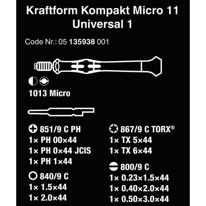 Wera Yarımay Hios Mikro Tornavida Bits Seti 05135938001