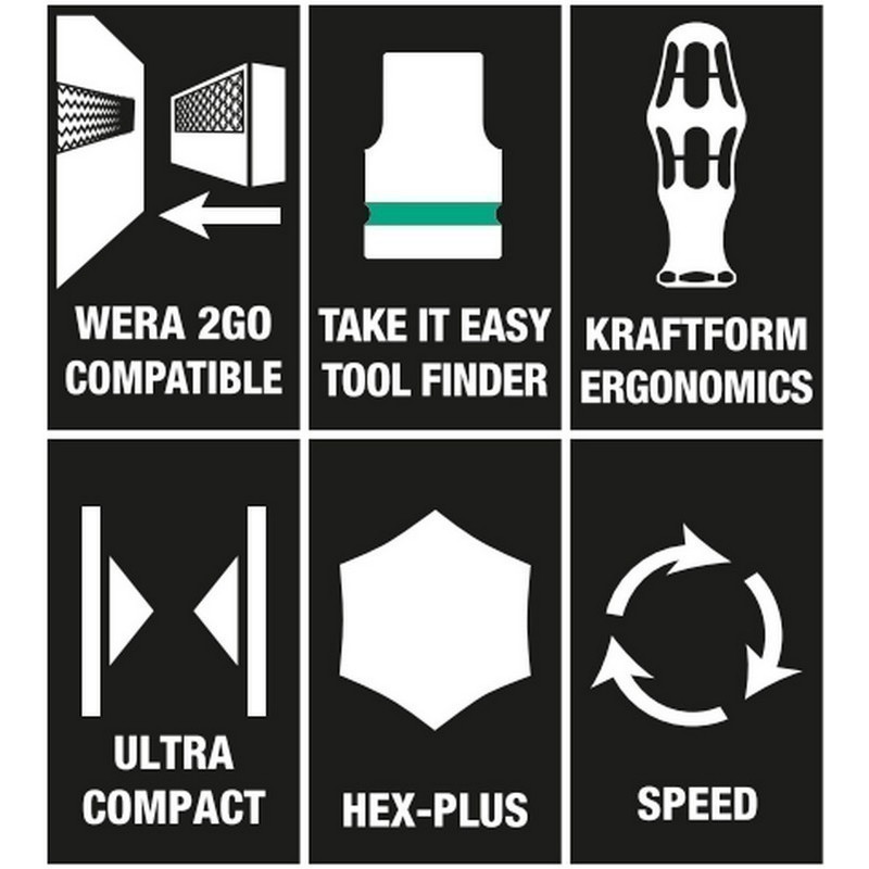 Wera Zyklop Speed KF Kompakt 1/4" Cırcır Lokma Bits Seti 26P 05051045001