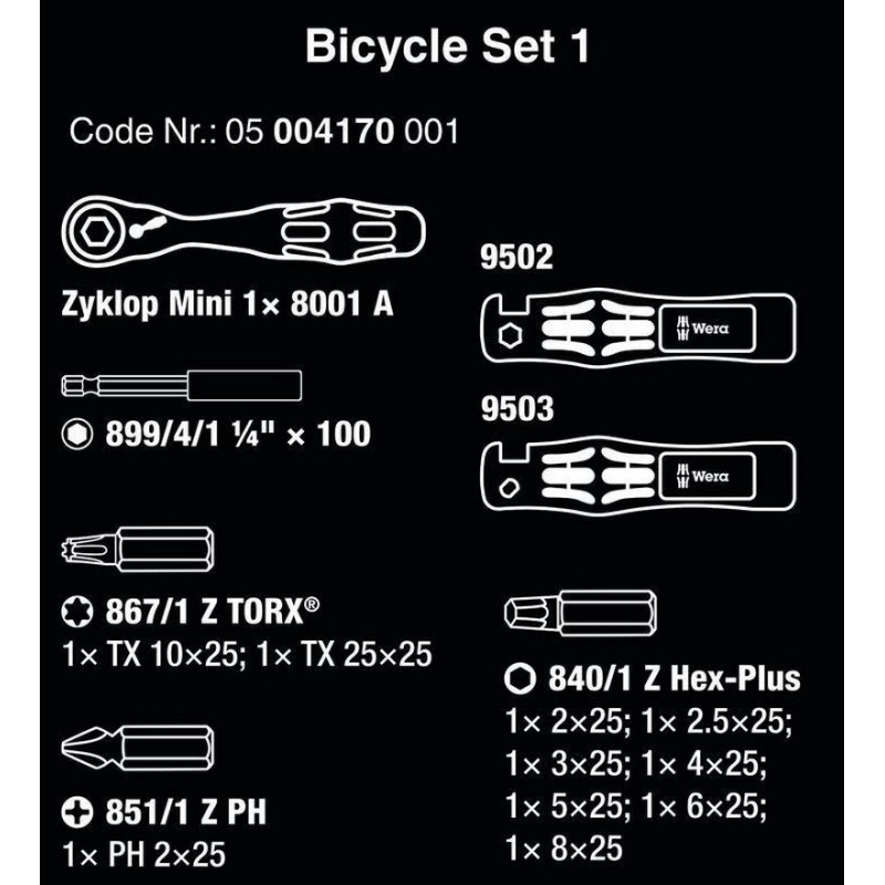 Wera Zyklop Mini Cırcır Bisiklet Tamir Seti 1 05004170001