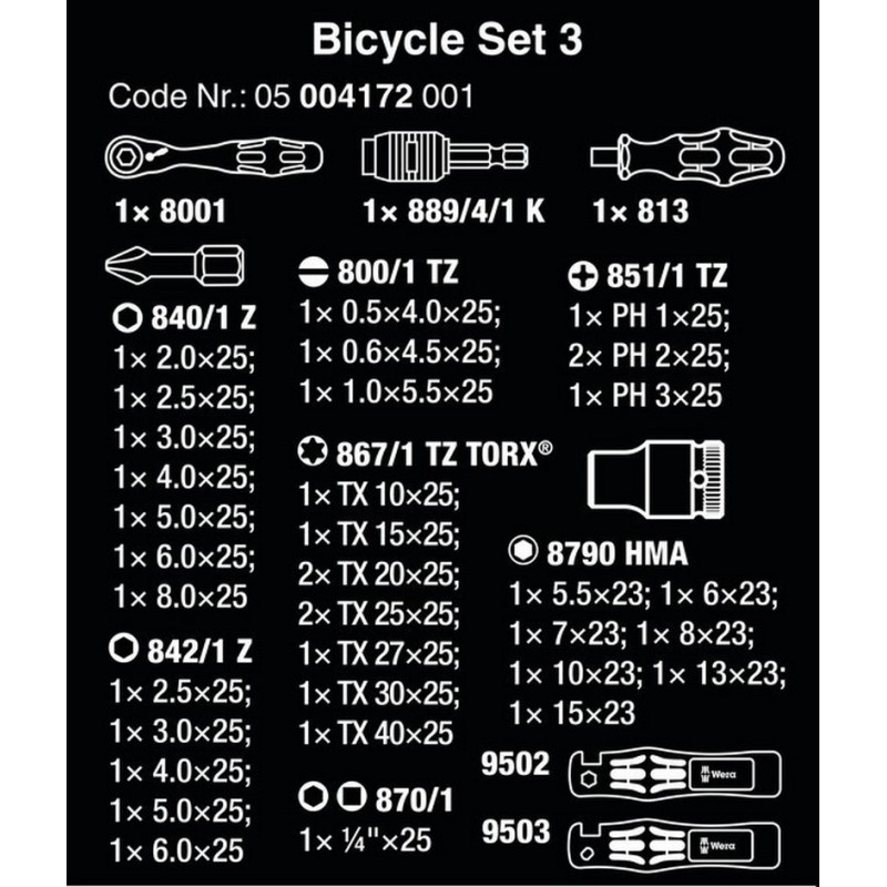 Wera Zyklop Mini Cırcır Bisiklet Tamir Seti 3 05004172001