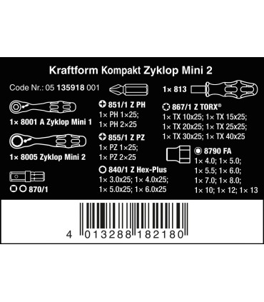 Wera Zyklop Mini Cırcır Lokma Bits Seti 2 05135918001