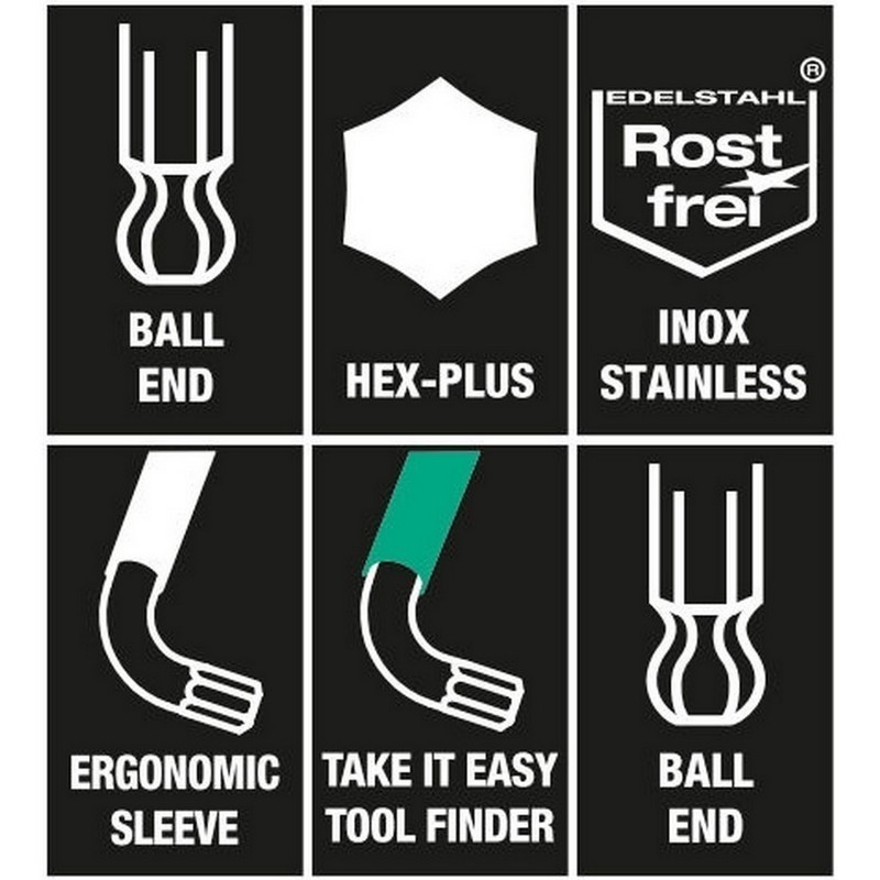 Wera 3950 PKL Alyan Anahtar Topbaş Hexplus 8mm 05022708001