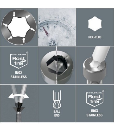 Wera 3950 PKL Alyan Anahtar Topbaş Hexplus 5mm 05022705001