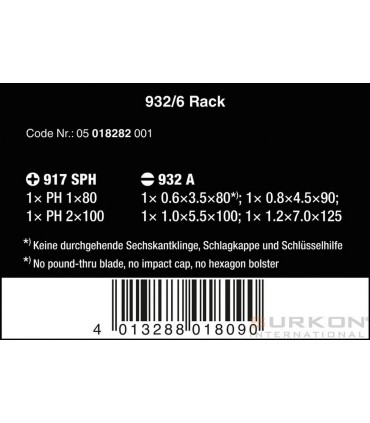 Wera 932 917 Yıldız Düz Keski Tornavida Seti 6P 05018282001