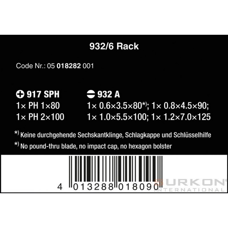 Wera 932 917 Yıldız Düz Keski Tornavida Seti 6P 05018282001