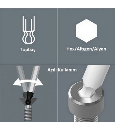 Wiha 369B Allen Anahtar Topbaş Hex (Alyan) 6.0mm 38x184mm 03873