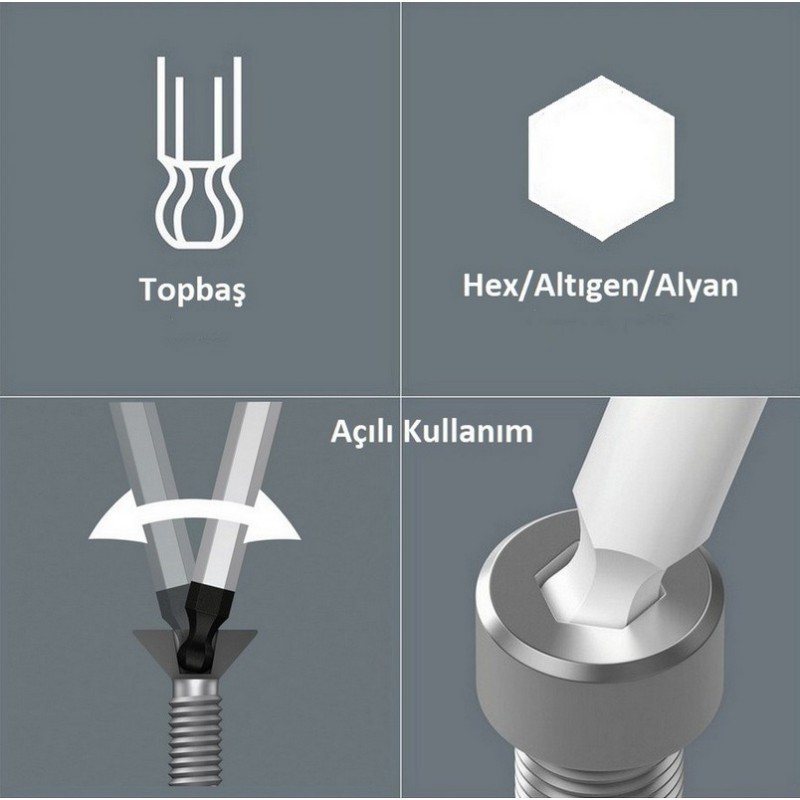 Wiha 369B Allen Anahtar Topbaş Hex (Alyan) 10.0mm 50x231mm 03875