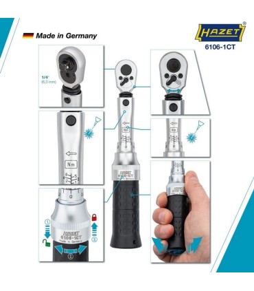 Hazet 6106-1CT 1-6Nm 1/4" Ayarlanabilir Tork Anahtarı ±%2