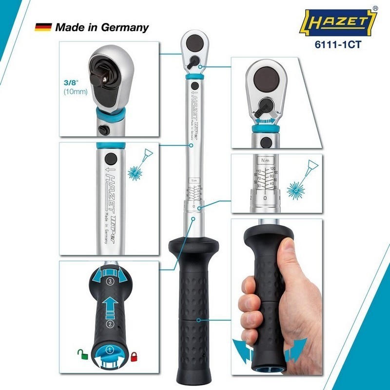 Hazet 6111-1ct 20-120Nm 3/8" Ayarlı Torkmetre ±%2