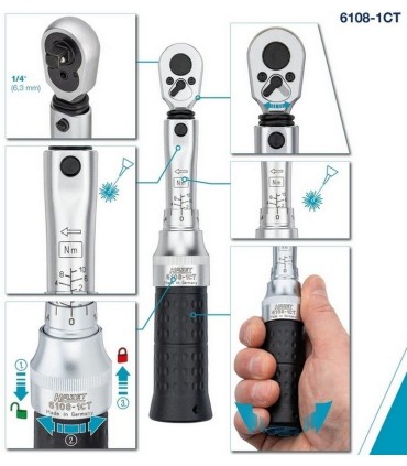 Hazet 6108-1CT 2-10Nm 1/4" Ayarlanabilir Tork Anahtarı ±%2