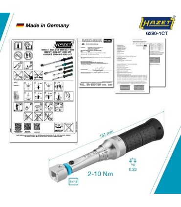 Hazet 6280-1CT 2-10Nm 9X12 Değişken Uçlu Torkmetre ±%2