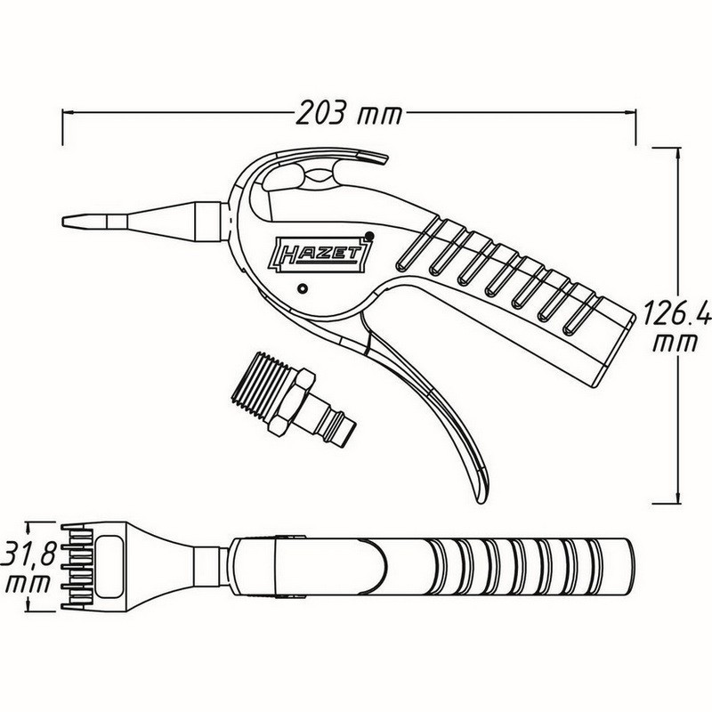 Hazet 9040P-5 Basınçlı Hava Üfleme Tabancası Düz Geniş Burun