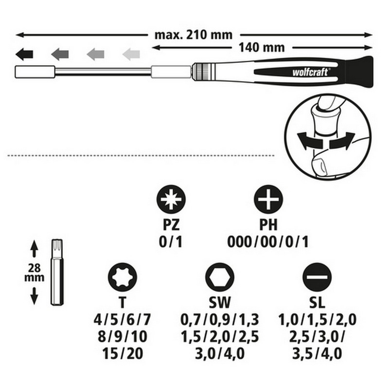 Wolfcraft 1389000 Mikro Tornavida Bits Uç Seti 32P