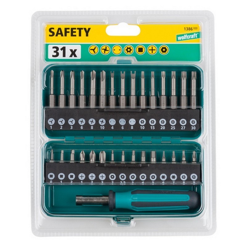 Wolfcraft 1386000 Safety Tornavida Bits Uç Seti 31P