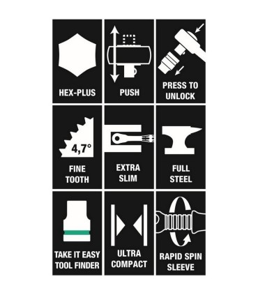 Wera 8100 SA10 Zyklop Metal Cırcır Lokma Bits Seti 1/4" Imperyal 05004020001