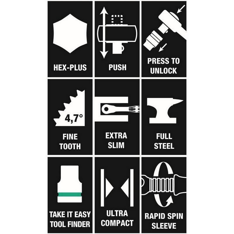 Wera 8100 SA10 Zyklop Metal Cırcır Lokma Bits Seti 1/4" Imperyal 05004020001