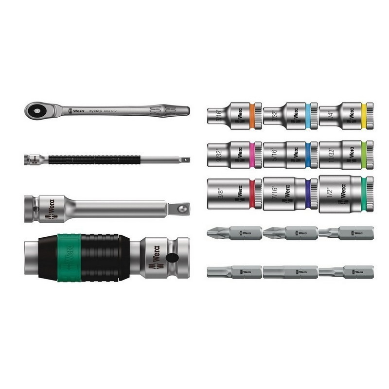 Wera 8100 SA10 Zyklop Metal Cırcır Lokma Bits Seti 1/4" Imperyal 05004020001