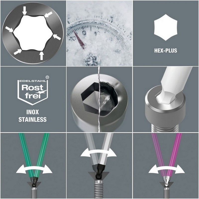 Wera 3950 SPKL Renkli Alyan Anahtar Topbaş HexPlus 1/4" 05022856001