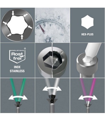 Wera 3950 SPKL Renkli Alyan Anahtar Topbaş HexPlus 5/32" 05022853001