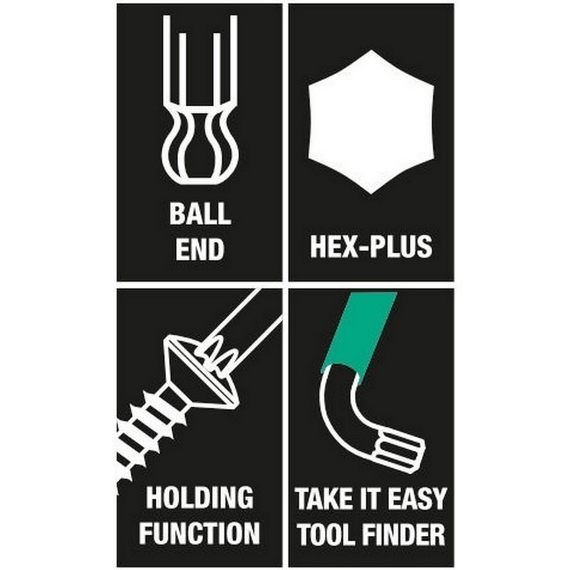 Wera 950 SPKL HF Renkli Alyan Anahtar Topbaş HexPlus 5mm 05022202001