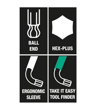 Wera 950 SPKL Renkli Alyan Anahtar Topbaş HexPlus 3/32" 05022631001