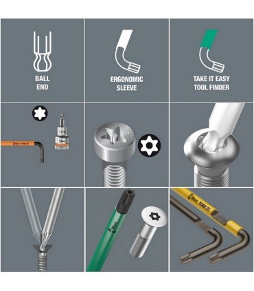 Wera 967 SPKL BO Renkli Allen Anahtar Topbaş Torx TX20 05024354001