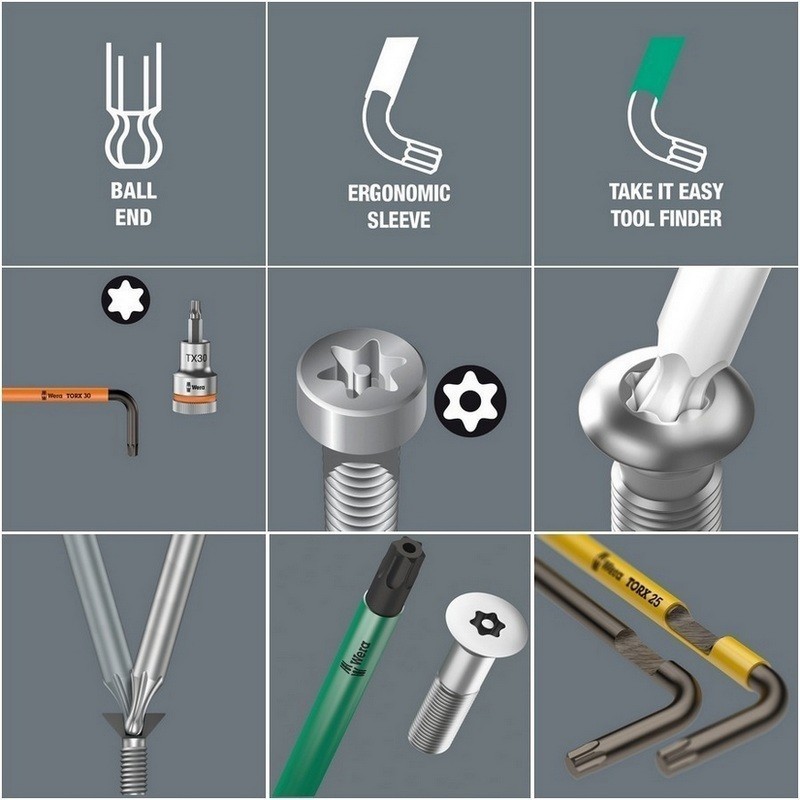 Wera 967 SPKL BO Renkli Allen Anahtar Topbaş Torx TX20 05024354001