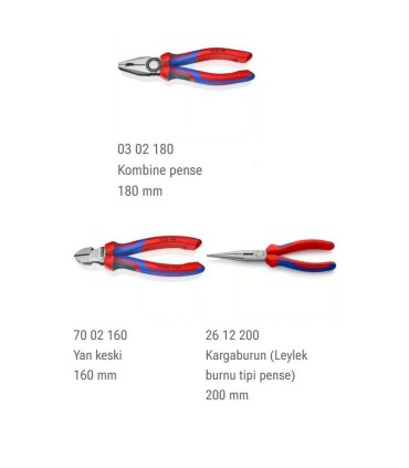 Knipex 00 20 11 Pense Yankeski Kargaburun Seti 3P