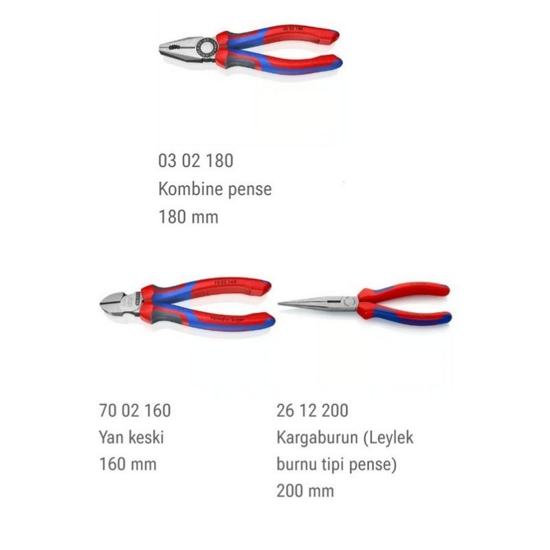Knipex 00 20 11 Pense Yankeski Kargaburun Seti 3P