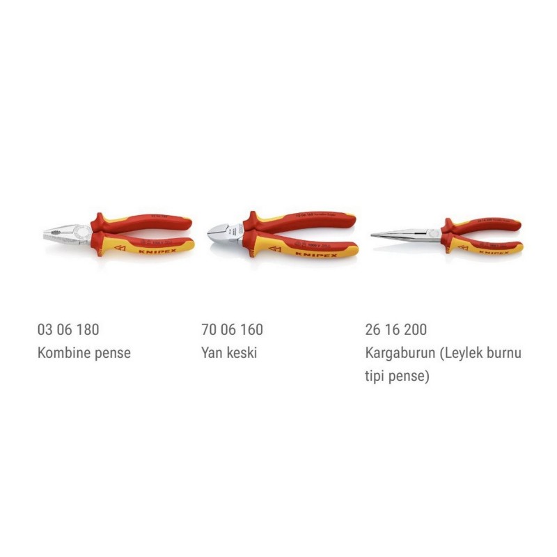 Knipex 00 20 12 VDE Pense Yankeski Kargaburun Seti 3P